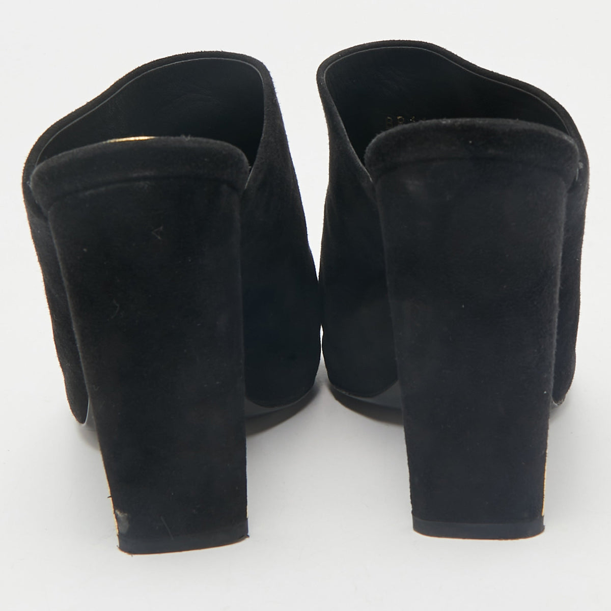 Louis Vuitton Black Suede Block Heel Mules Size 38