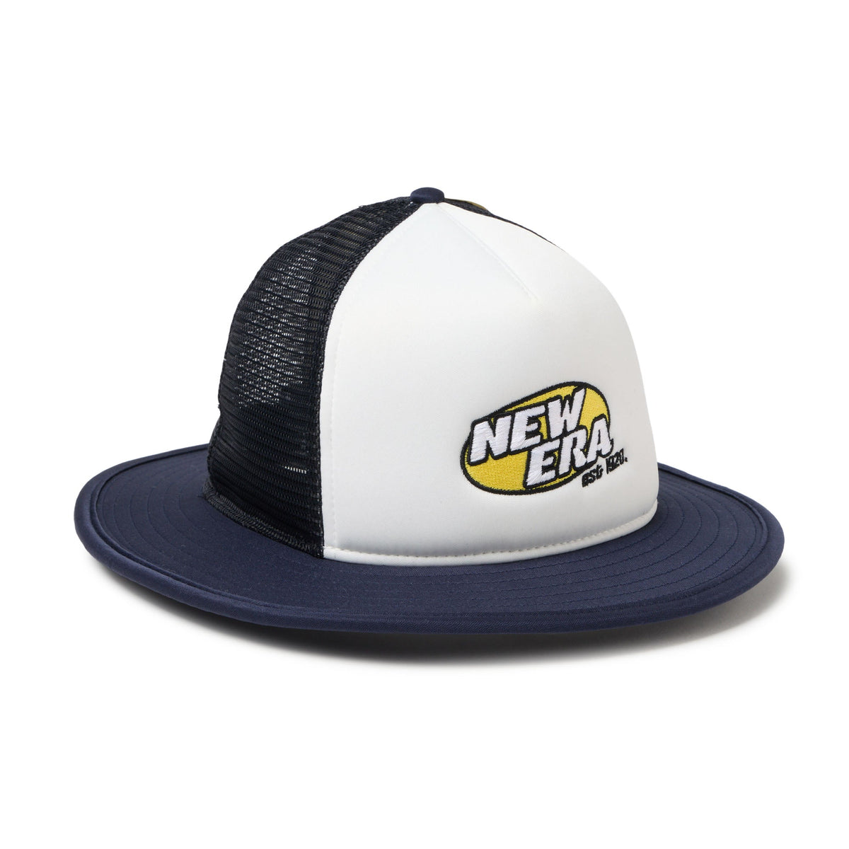 5-Panel バケットハット A-Frame トラッカー ブランドロゴ ホワイト/ネイビー