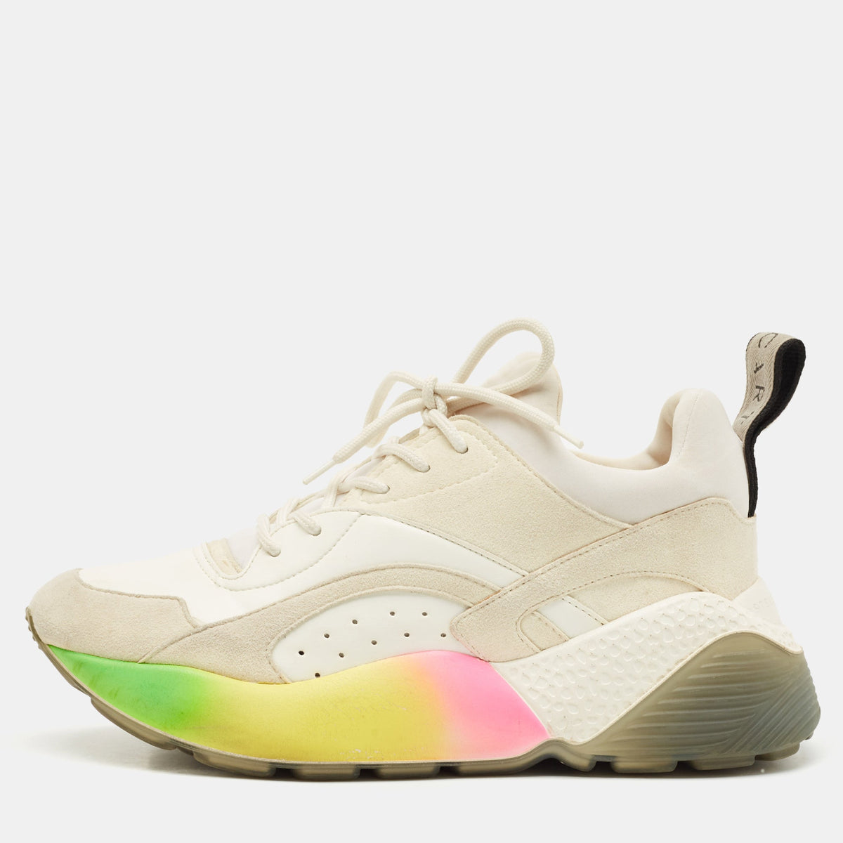 Stella McCartney Multicolor Faux Leather and Faux Suede Eclypse Lace Up Sneakers Size 38