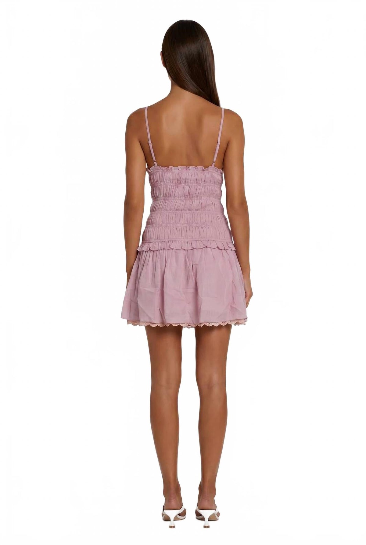 Twirl Smocked Mini Dress In Baby Pink