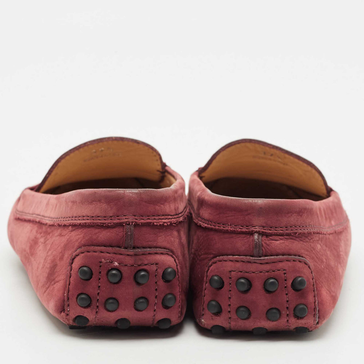 Tod's Size 37.5 Burgundy Nubuck Leather Penny Loafers