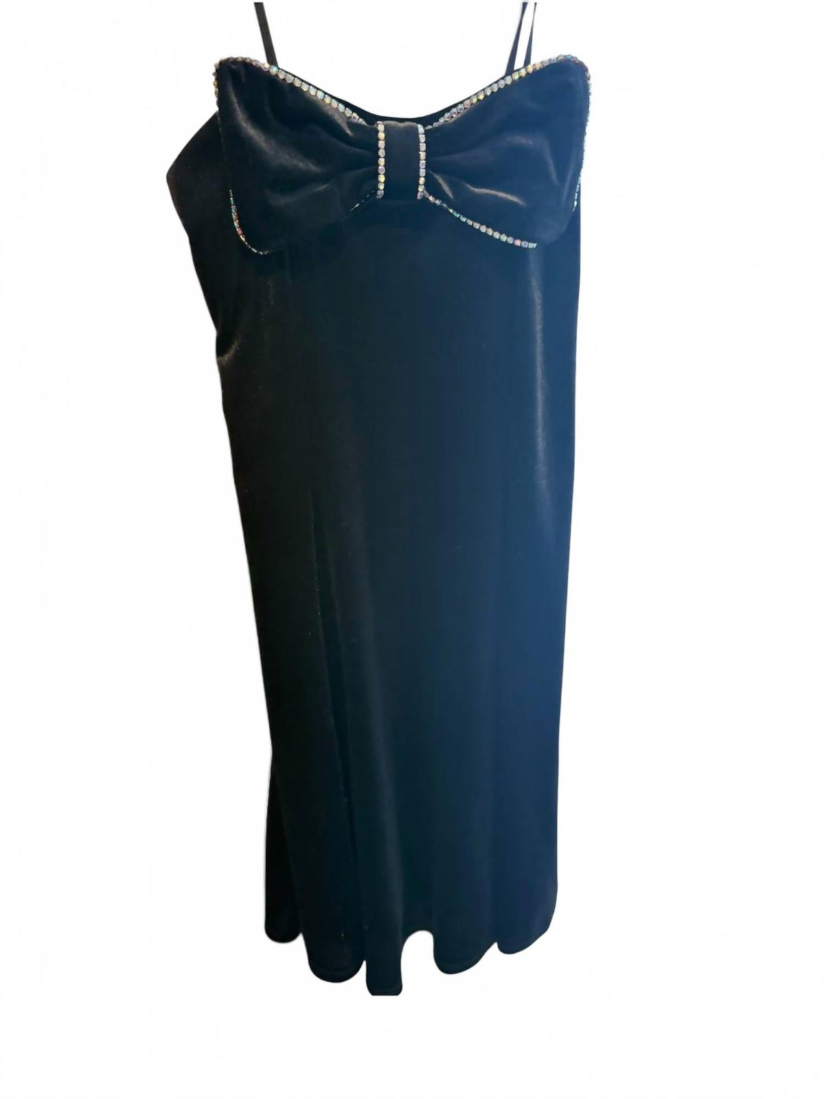 Girls Crystal Bow Party Dress In Black