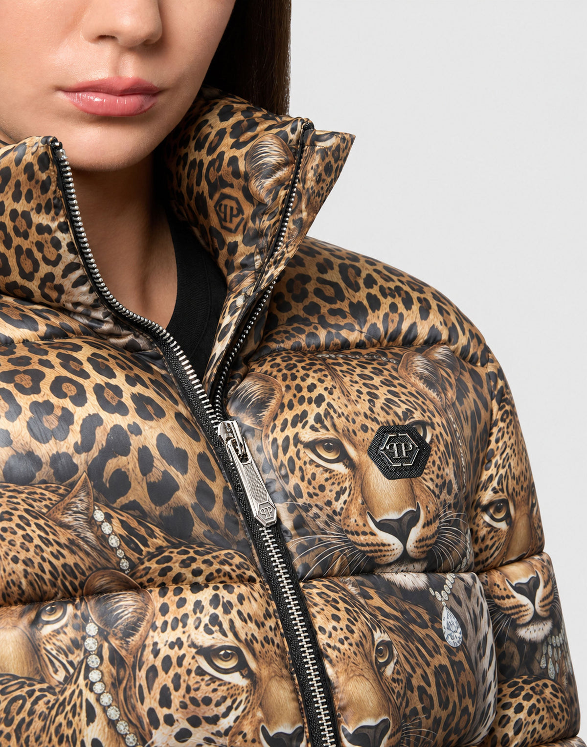 Short Puffer Jacket Leopard All-Over