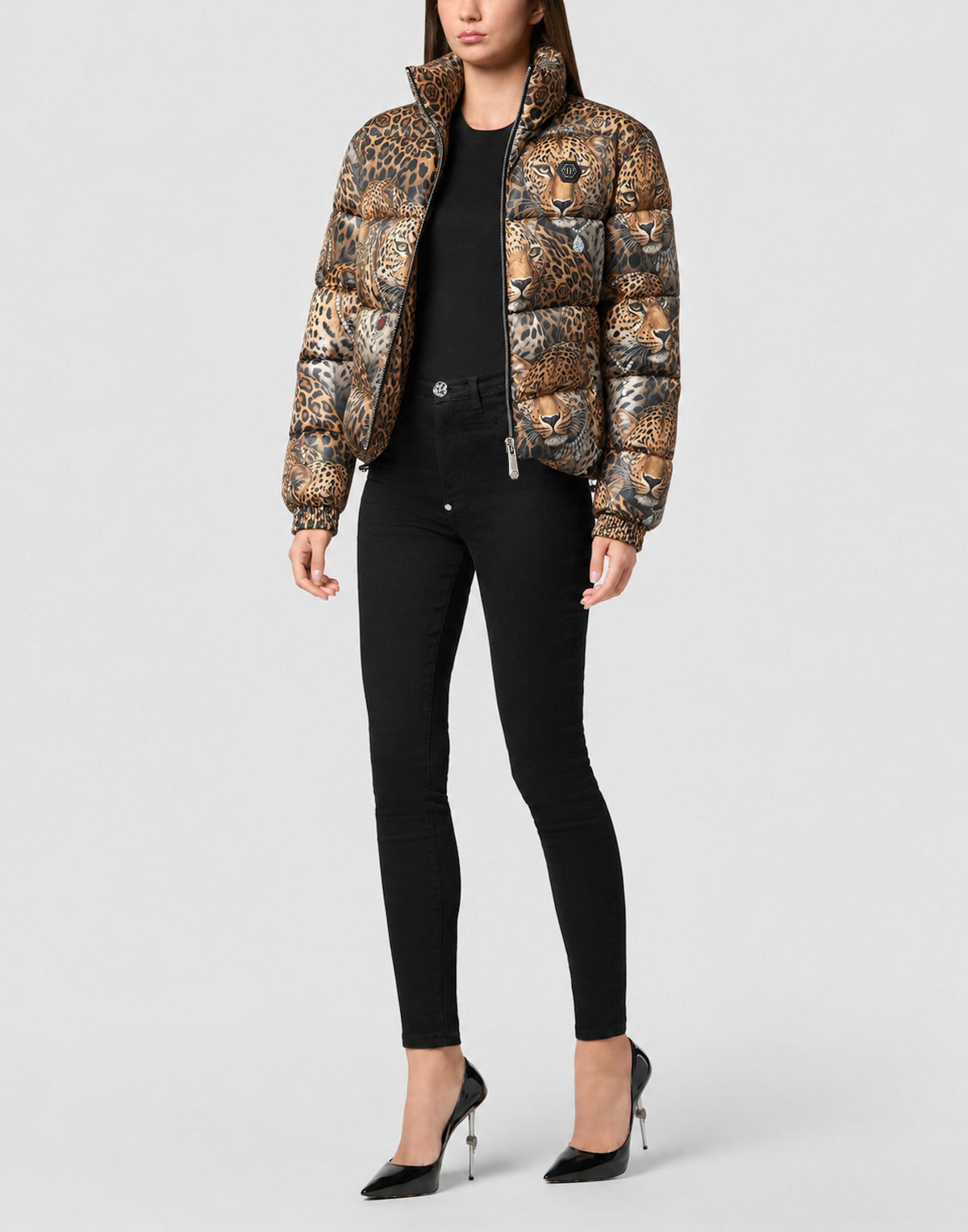 Short Puffer Jacket Leopard All-Over