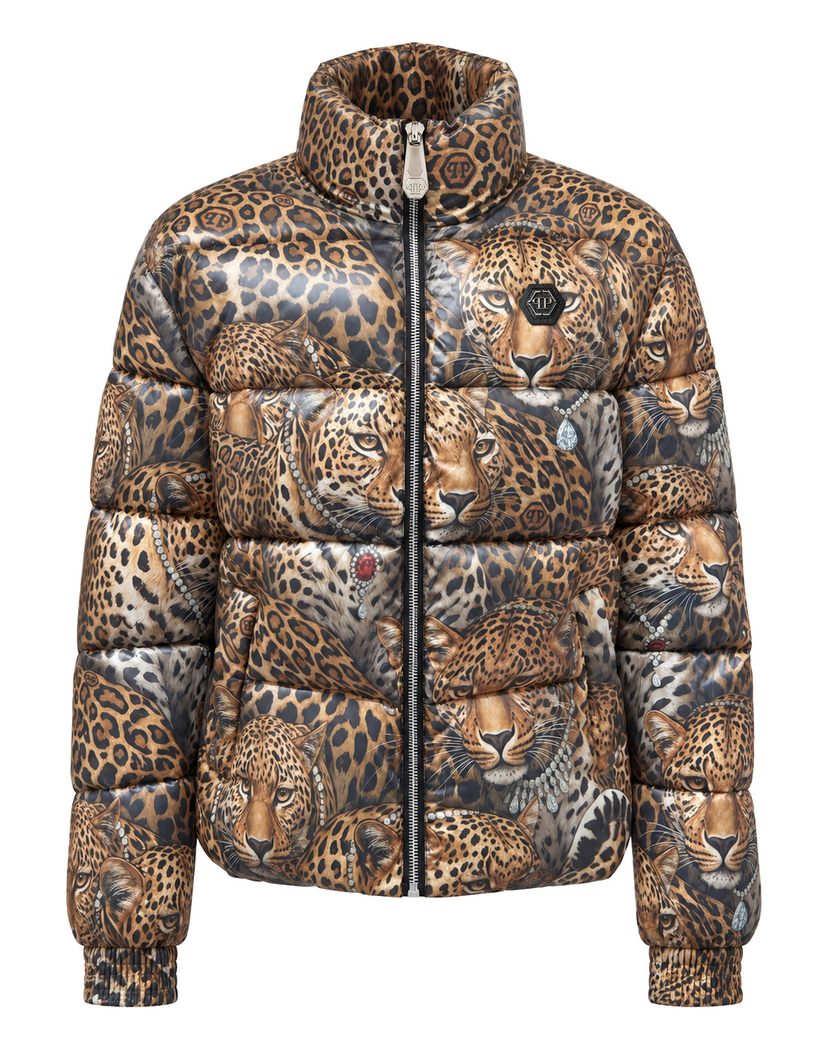 Short Puffer Jacket Leopard All-Over