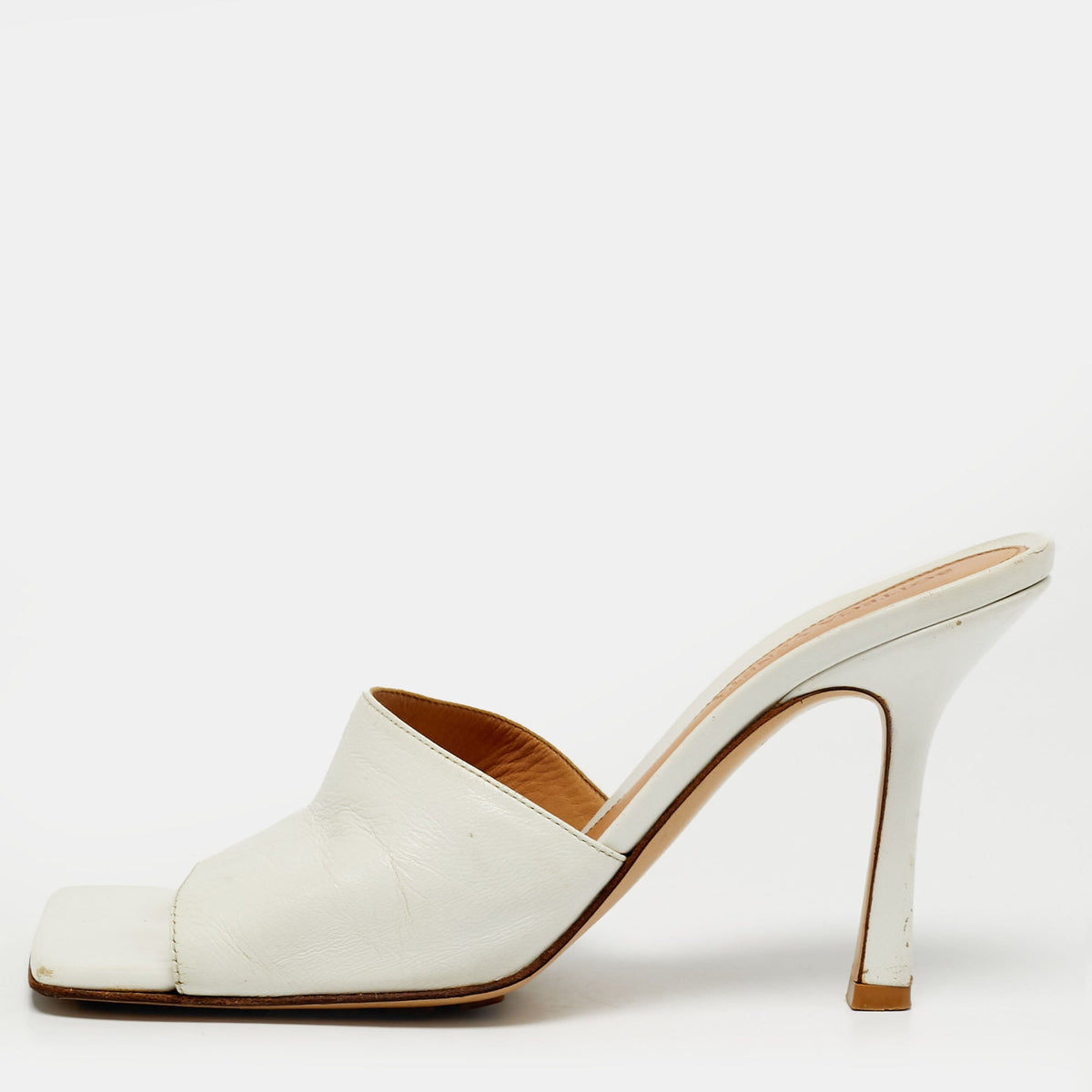 Bottega Veneta Lido Size 36.5 White Leather Slide Sandals