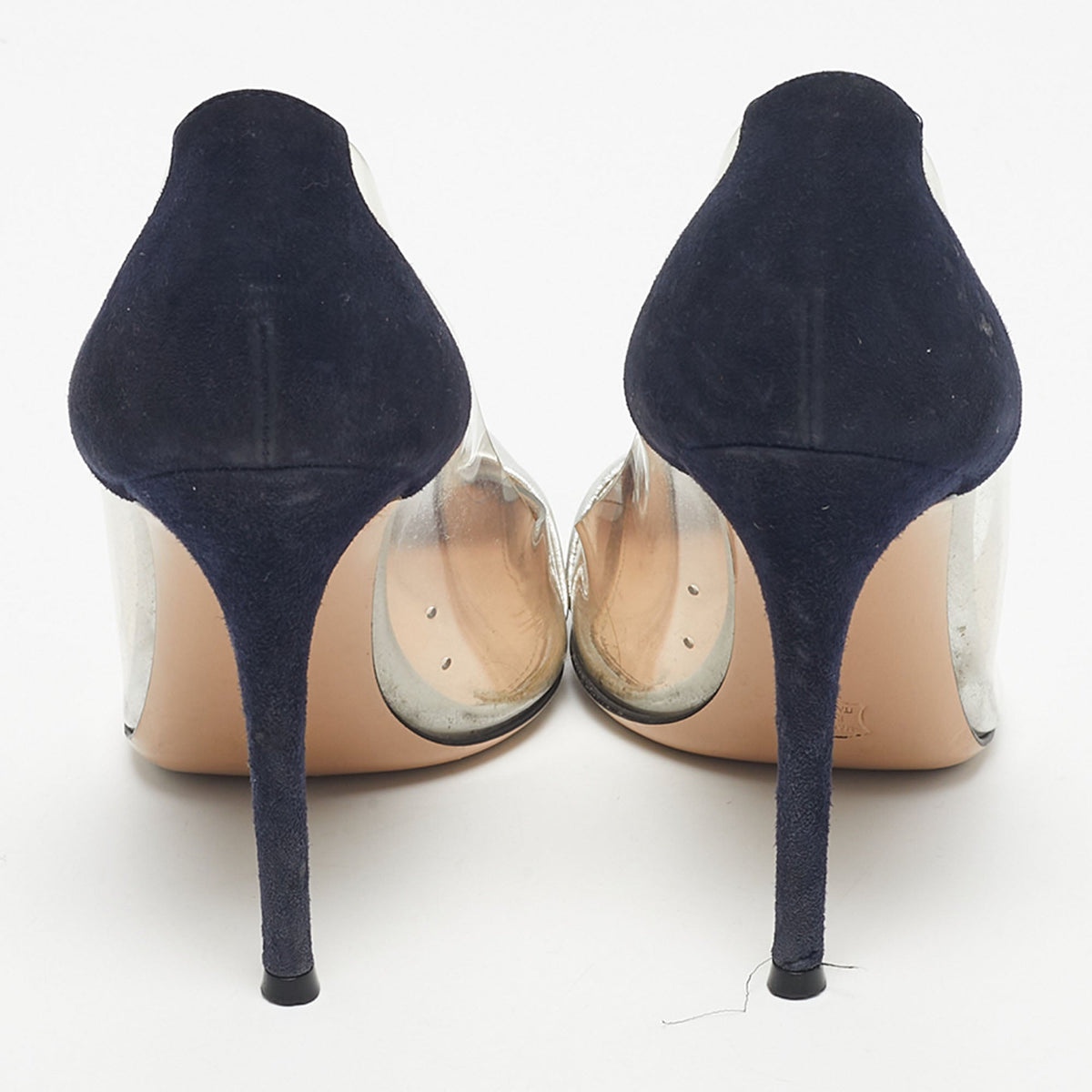 Gianvito Rossi Blue/Silver Suede and PVC Plexi Pumps Size 36