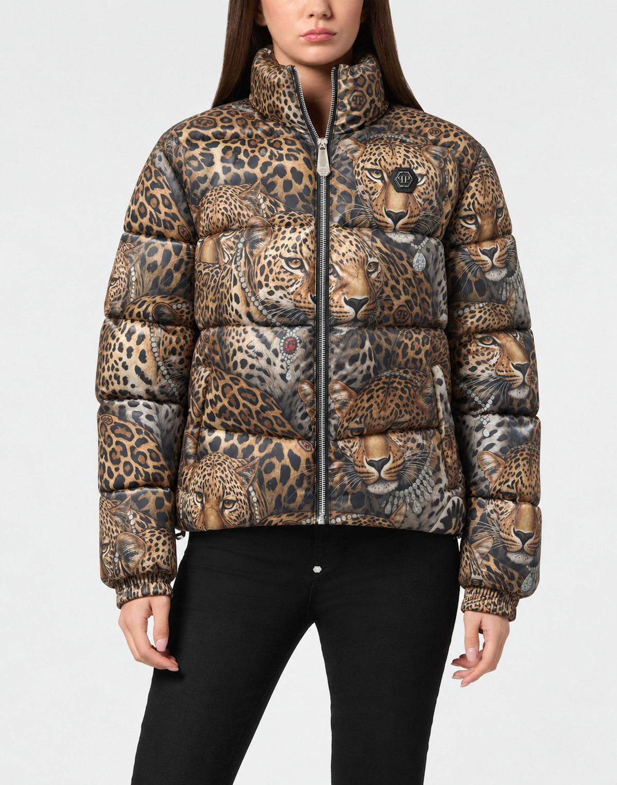 Short Puffer Jacket Leopard All-Over