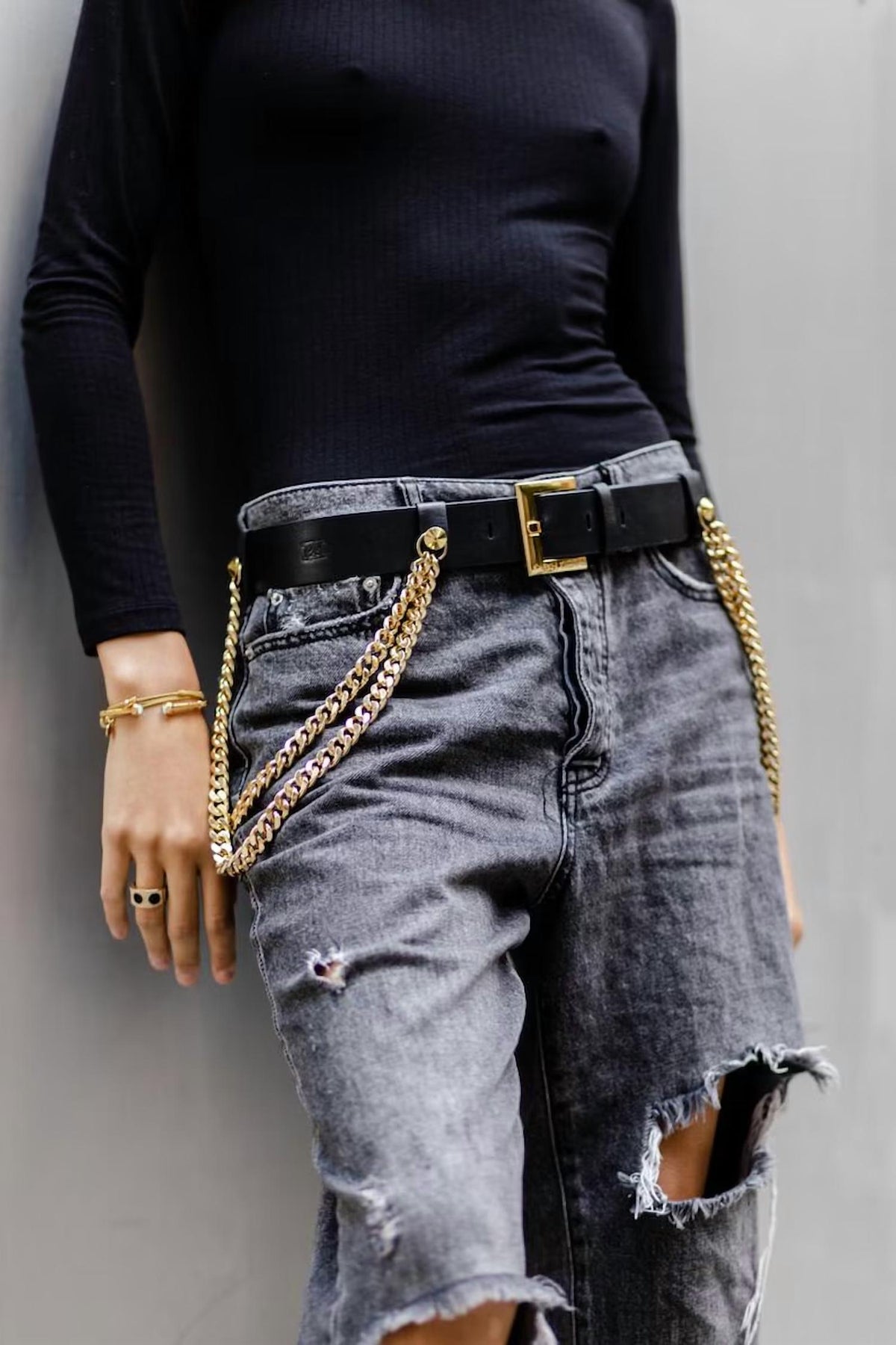 Unisex Belt Chain In Black