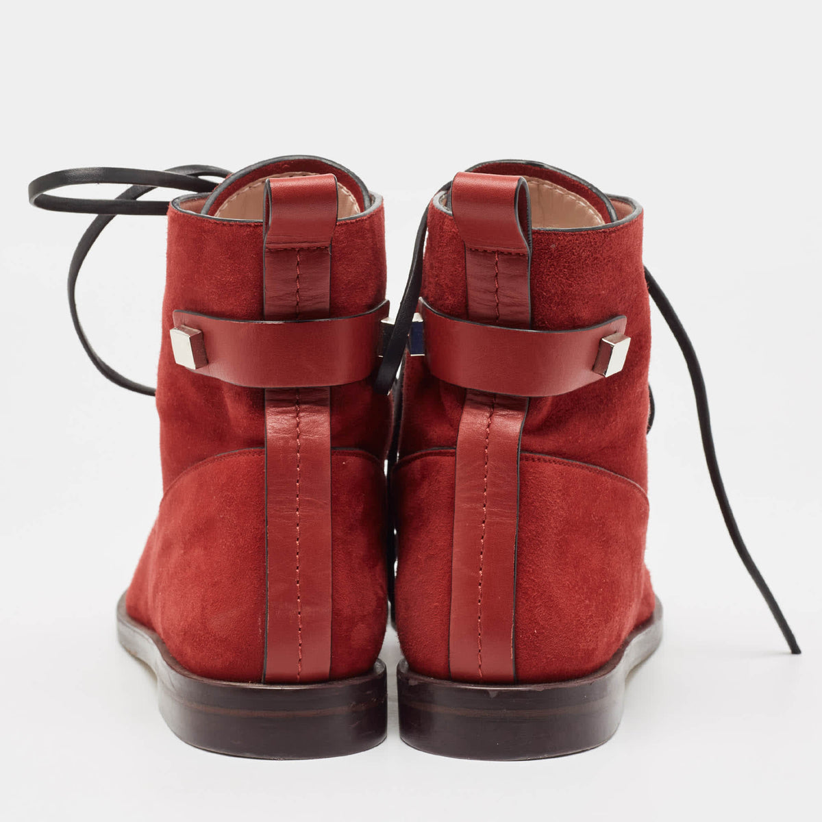 Stuart Weitzman Red Suede and Leather Ankle Boots Size 42.5