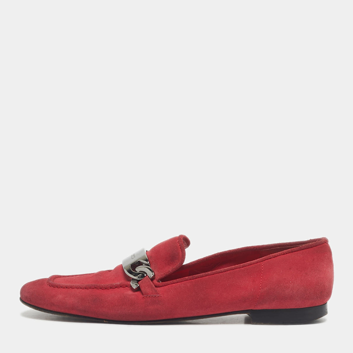 Jimmy Choo Red Suede Logo Slip On Loafers Size 38