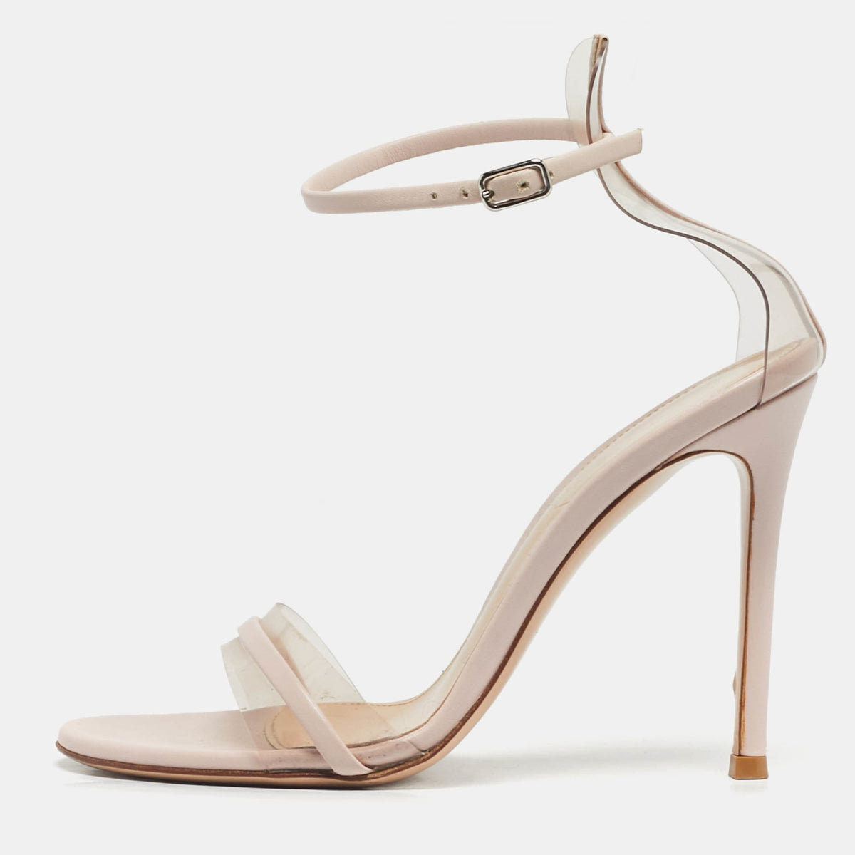 Gianvito Rossi Beige Leather and PVC Ankle Strap Sandals Size 36