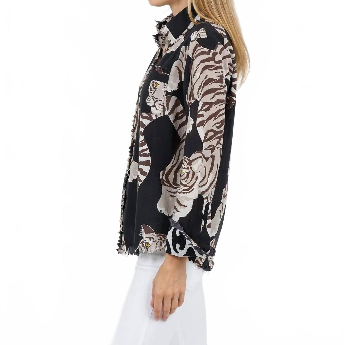 Cape Cod Frayed Shirt In Big Cats Black