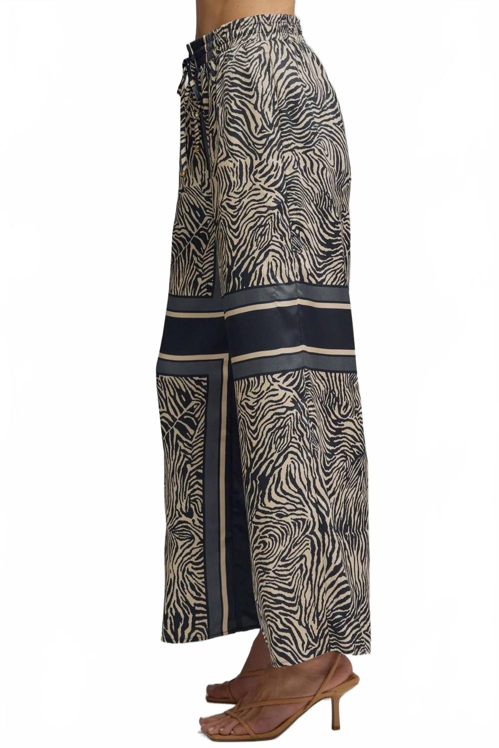 Women's Zebra Wide Leg Pants In Navy