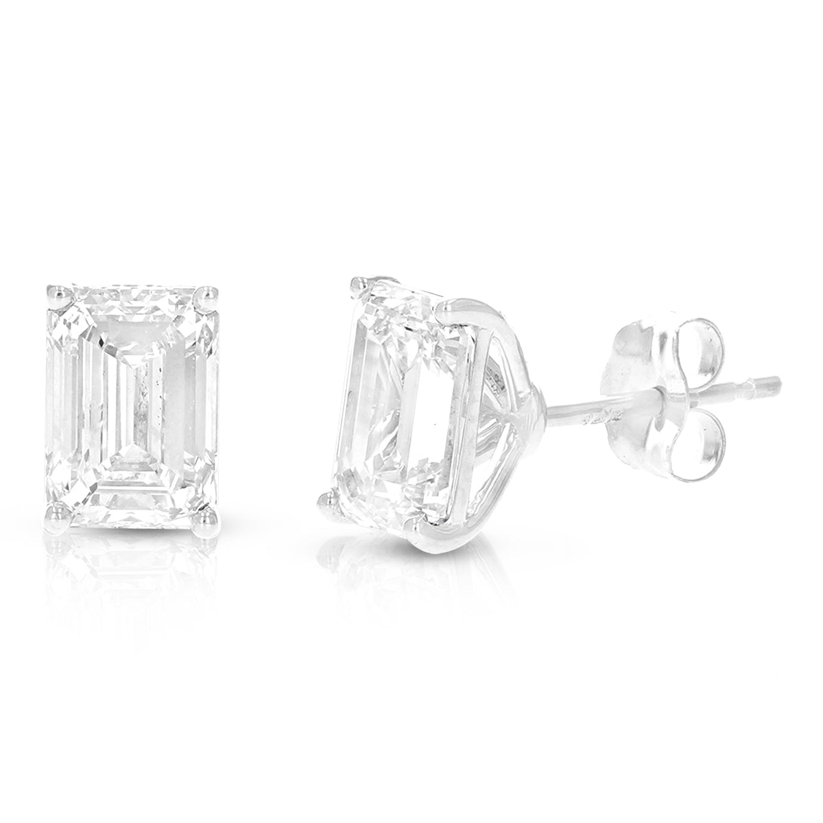 2 cttw Emerald Lab Grown Diamond Stud Earrings in 14K Gold With Push Backs For Women