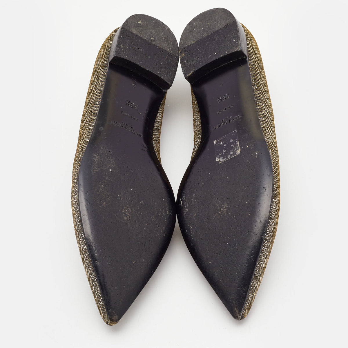 Saint Laurent Metallic Lurex Fabric Pointed Toe Ballet Flats Size 38.5