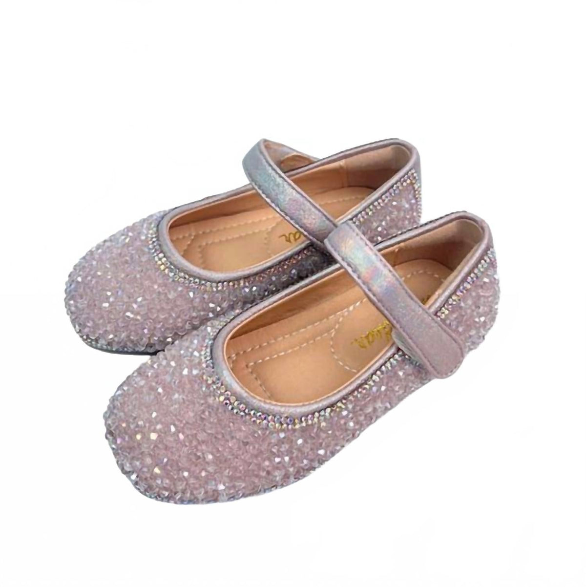 Baby Girls Clear Stone Flat Shoes In Light Pink