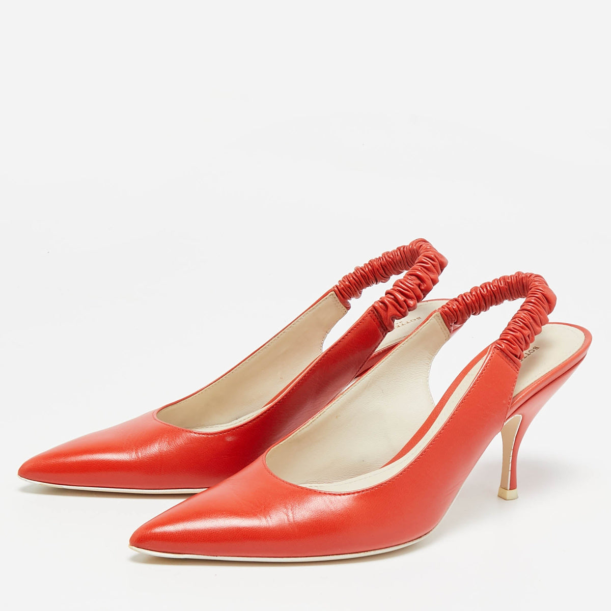 Bottega Veneta Orange Leather Pointed Toe Slingback Pumps Size 39