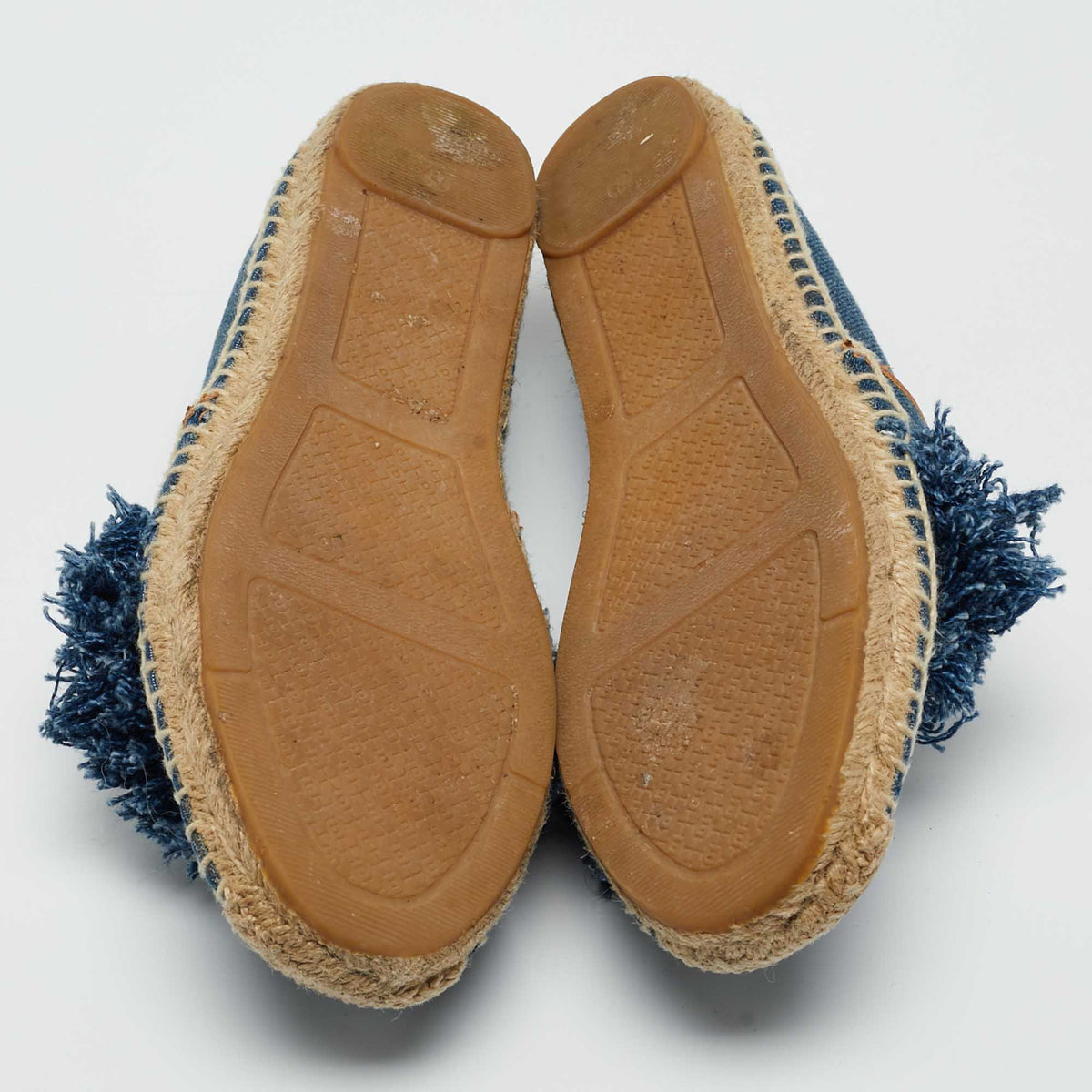 Tory Burch Blue Denim Shaw Espadrille Flats Size 38