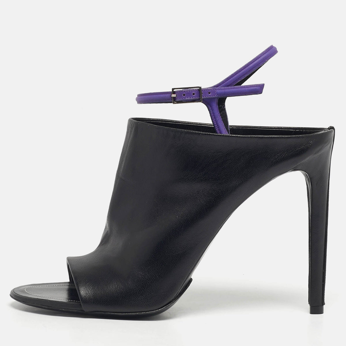 Balenciaga Glove Size 41 Black Leather Ankle Strap Sandals