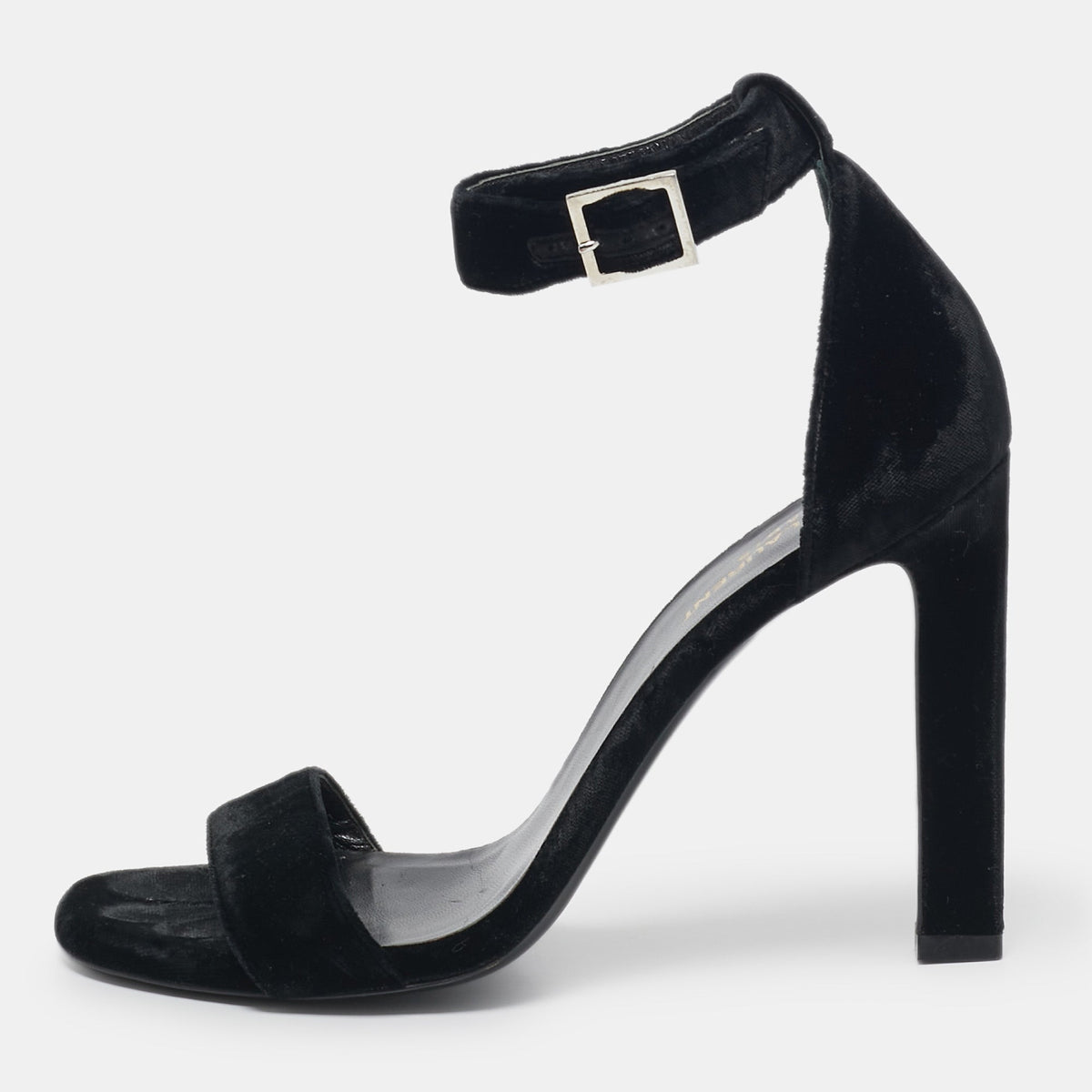 Saint Laurent Paris Grace Size 38 Black Velvet Ankle Strap Sandals