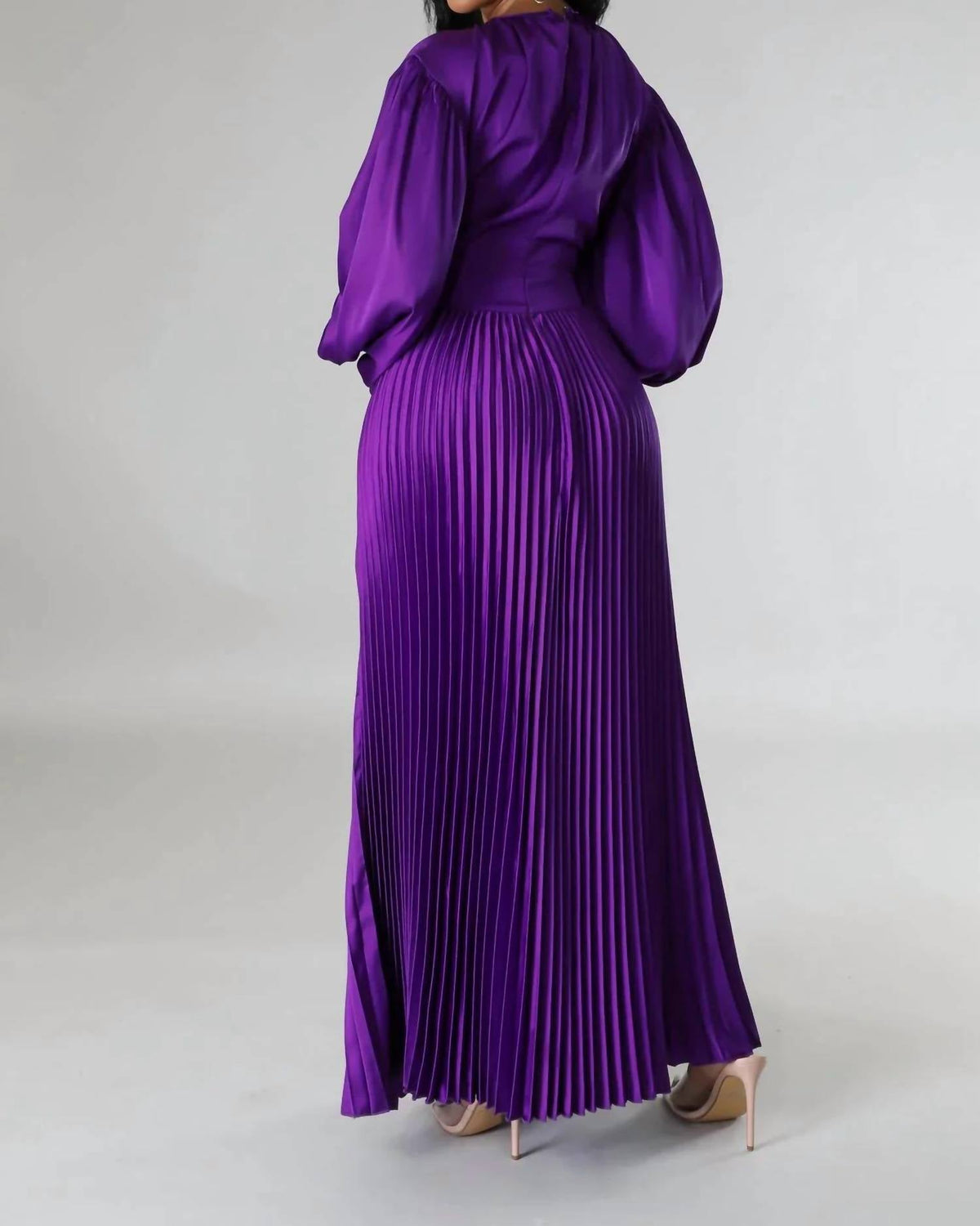Endless Romance Satin Pleated Maxi Dress In Violet