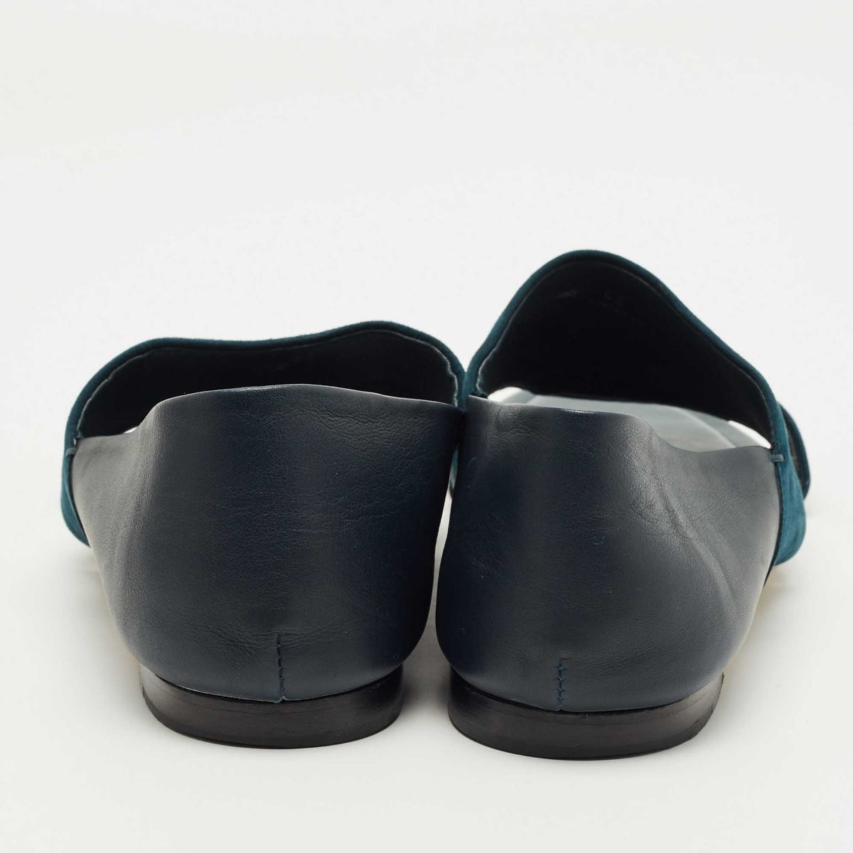 Tod's Teal Blue/Navy Blue Suede Open Toe Flat Size 42