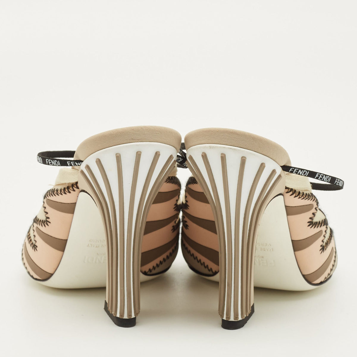 Fendi Size 35 Multicolor Fabric and Mesh Ankle Strap Sandals