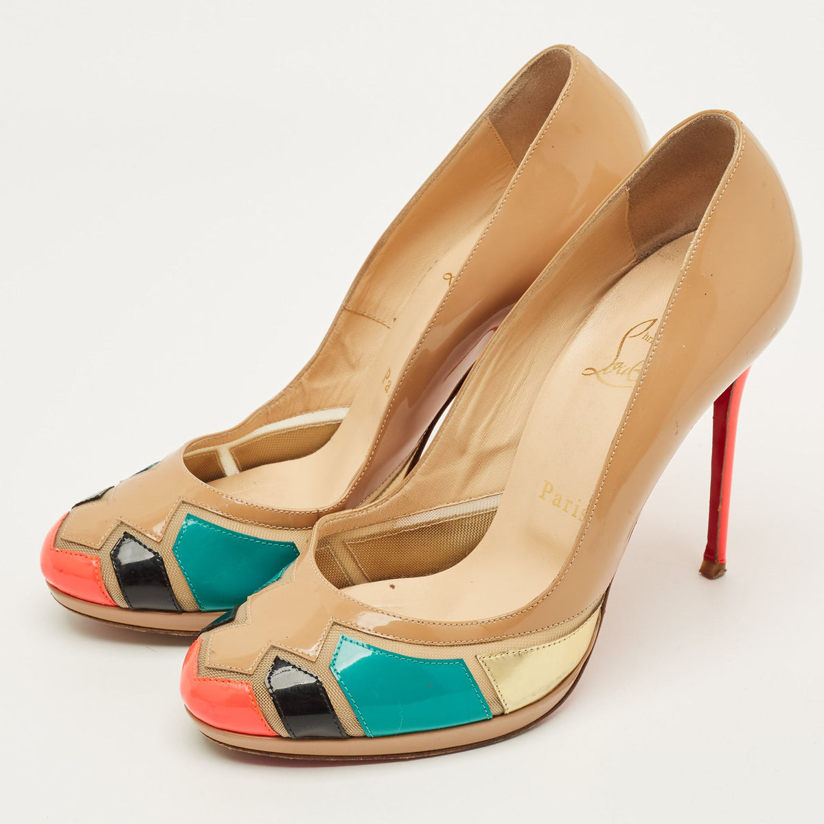 Christian Louboutin Astrogirl Size 38 Multicolor Patent Leather Pumps