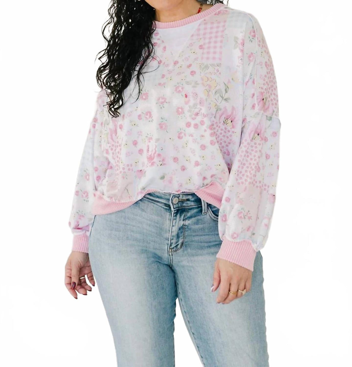 Kambrie Long Sleeve Top In Pink