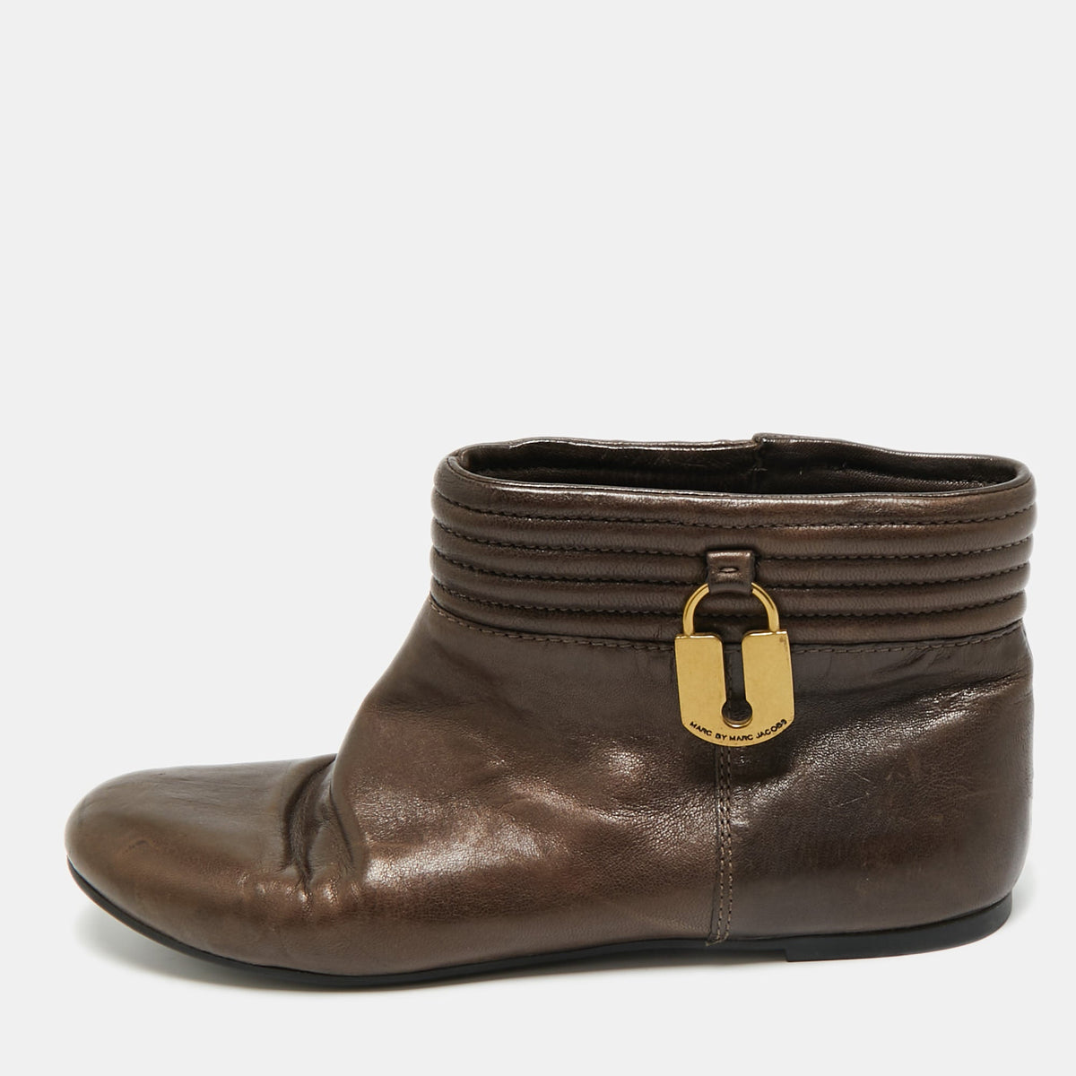 Marc by Marc Jacobs Brown Leather Ankle Length Engineer Buckle Boots Size 38