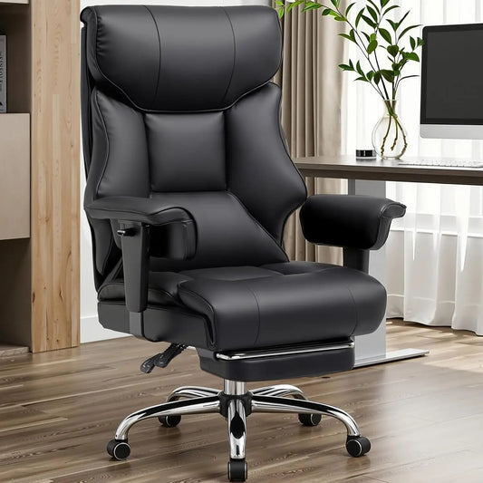 Executive High Back Leather Office Chair for Big and Tall Individuals, 400 lbs Capacity, Ergonomic Lumbar Support with Pocket Spring Cushion