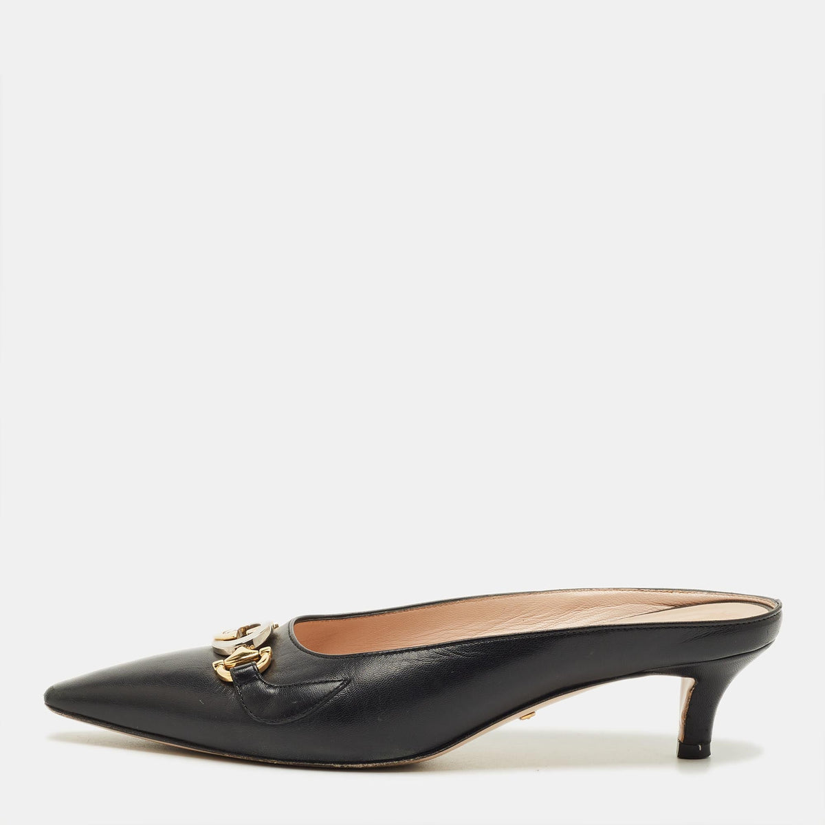 Gucci Zumi Interlocking G Size 36.5 Black Leather Mules