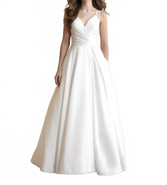V-Neck Wedding Gown In Ivory