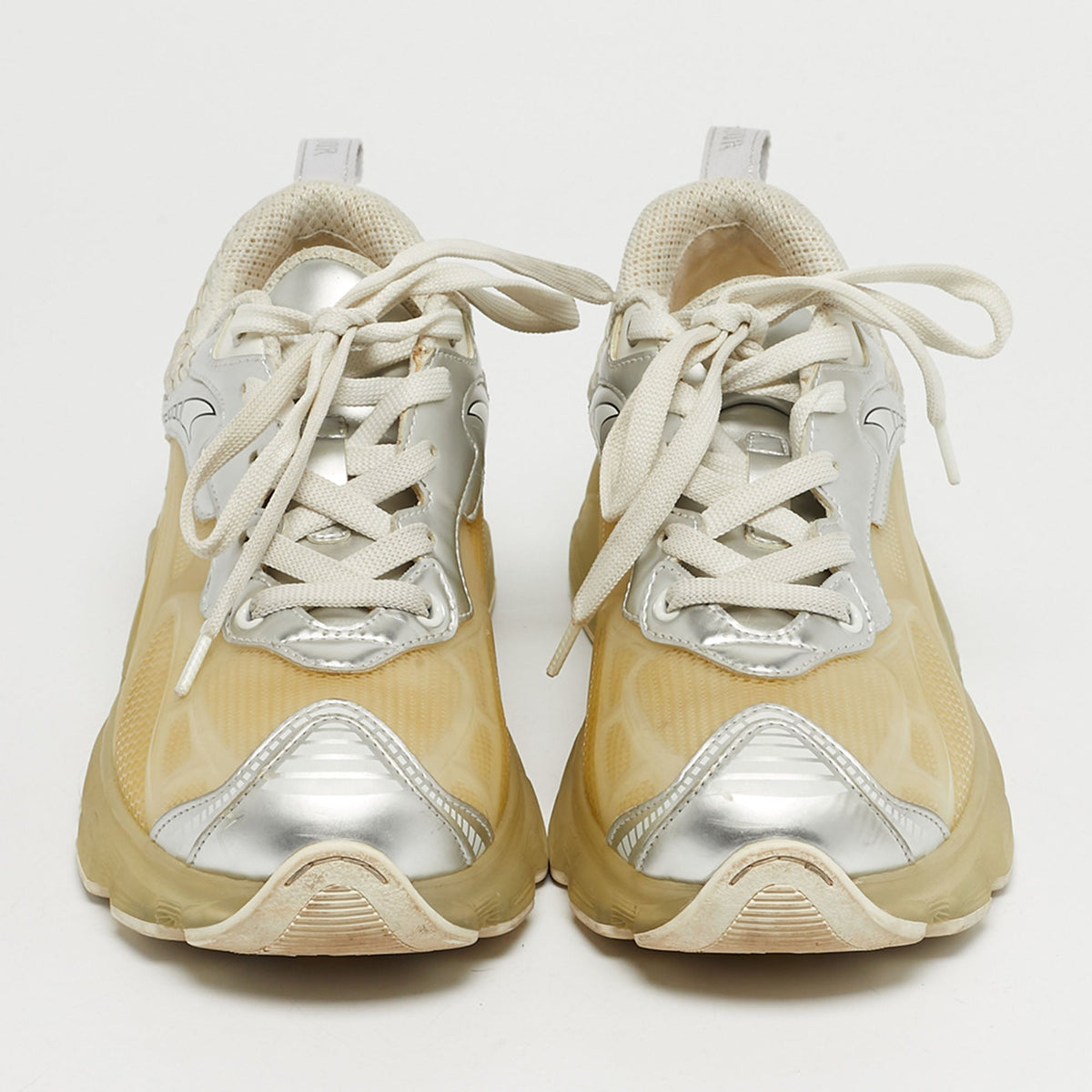 Dior Two Tone Jelly and Leather Vibe Lace Up Sneakers Size 37