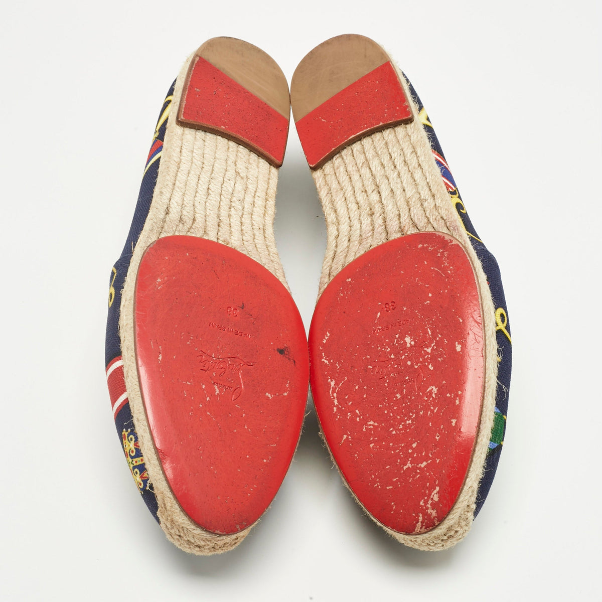 Christian Louboutin Multicolor Canvas Galia Espadrille Flats Size 38