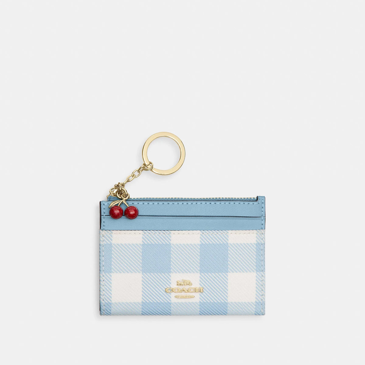 Coach Outlet Mini Skinny ID Case With Gingham Print And Charm