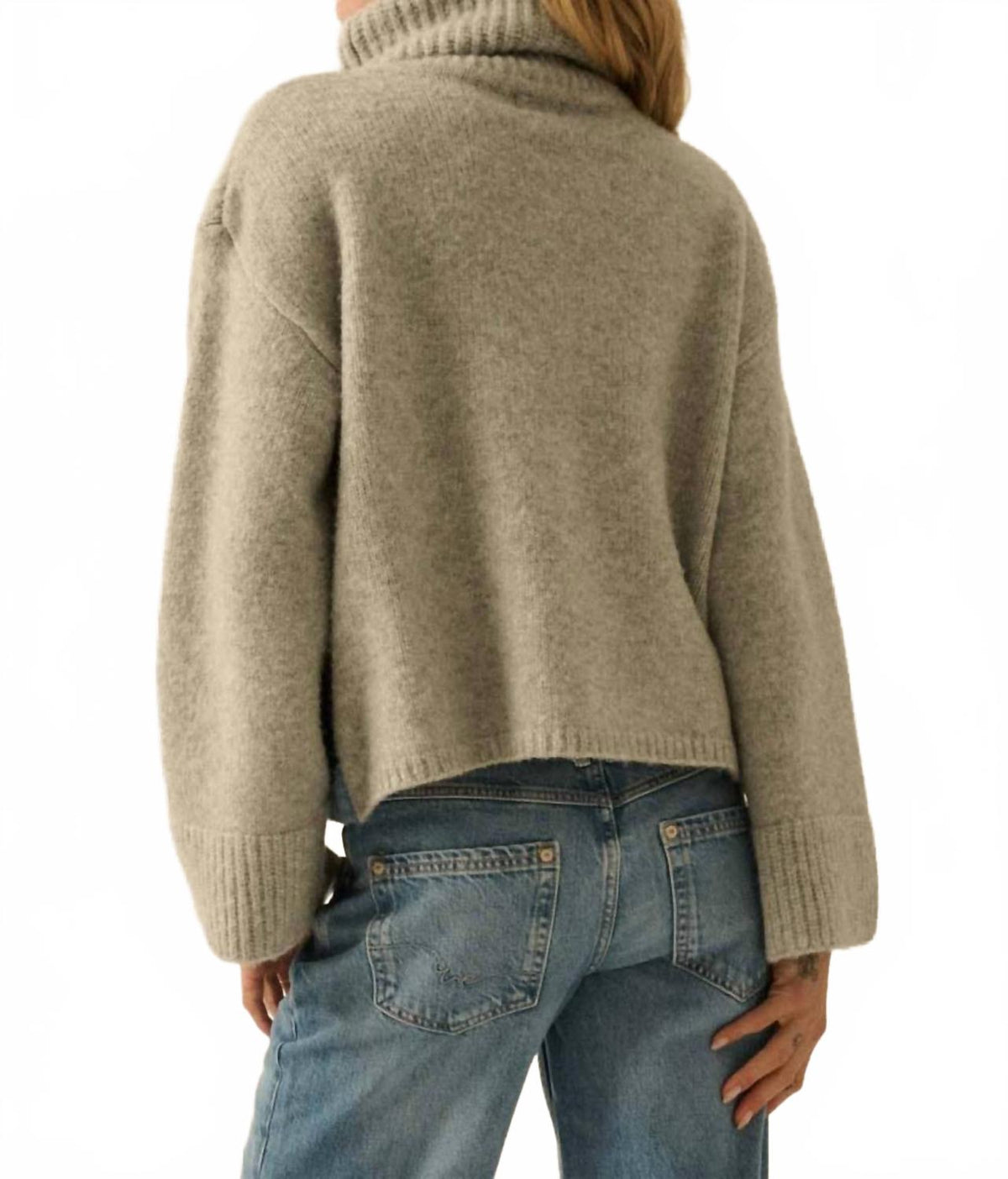Mountains Fuzzy Jacquard-Knit Turtleneck Sweater In Heather Grey/black