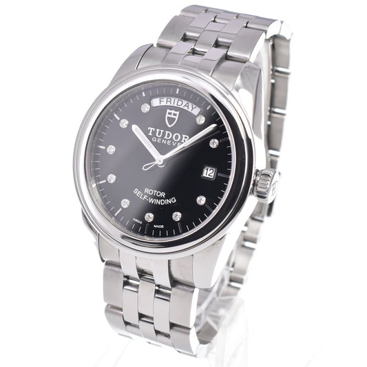 Tudor Glamour Day Date Automatic Stainless Steel With Diamonds Watch (Pre-Owned)