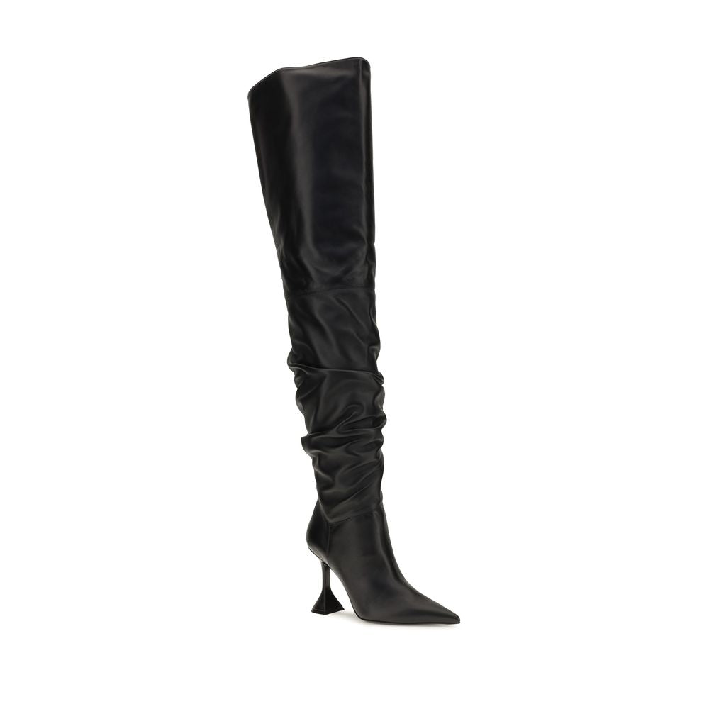 Amina Muaddi Calf Leather Bos Taurus Over The Women's Knee