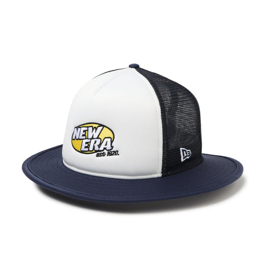 5-Panel バケットハット A-Frame トラッカー ブランドロゴ ホワイト/ネイビー