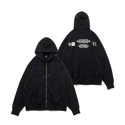 スウェット フルジップフーディー Y's SS26 Stitch Color ワードロゴ ブラック