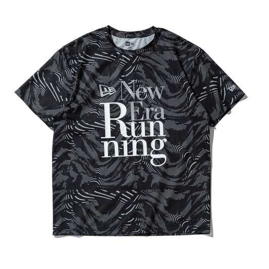 半袖 テックTシャツ New Era Running タイガーストライプカモ ブラック | パフォーマンスアパレル ランニング
