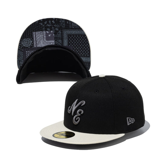 59FIFTY Paisley ペイズリー クラシックロゴ ブラック クロームホワイトバイザー