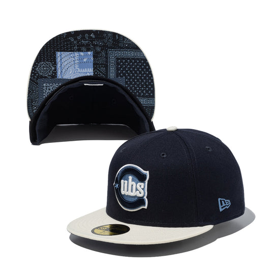 59FIFTY Paisley ペイズリー シカゴ・カブス ネイビー クロームホワイトバイザー