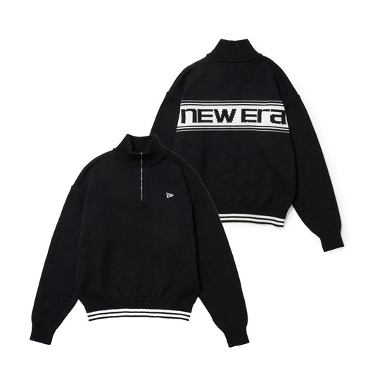 ウィメンズ ニット ハーフジップ プルオーバー Jacquard Logo ブラック | ゴルフ