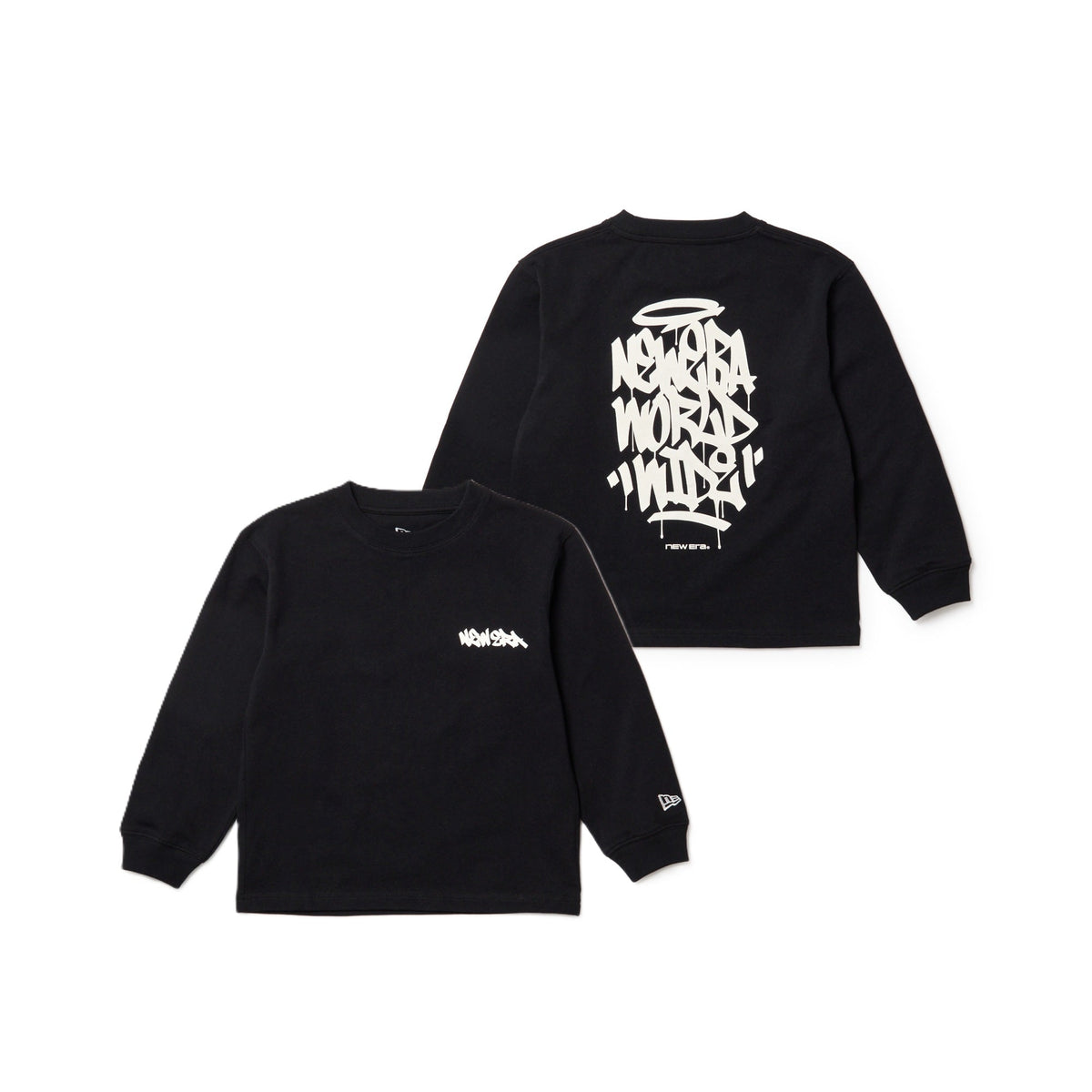 キッズ Youth 長袖 コットン Tシャツ Tagging Logo ブラック