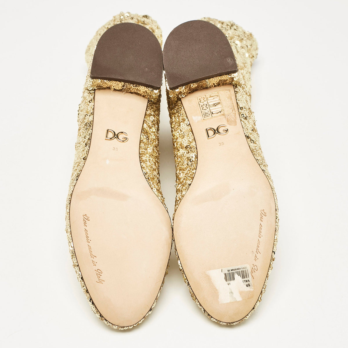 Dolce & Gabbana Size 36 Gold Mesh and Sequins Ankle Length Boots