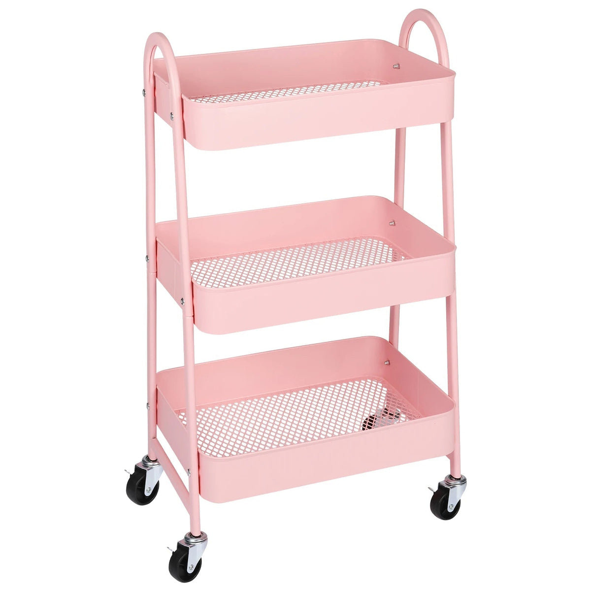 3-Tier Metal Kitchen Storage Cart with Lockable Wheels - Mobile Shelving Unit for Narrow Spaces and Utility Organization