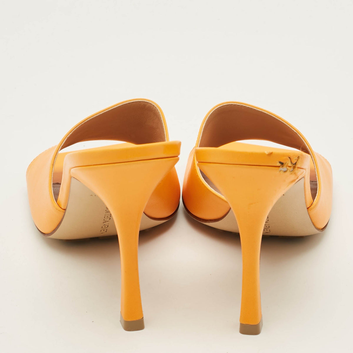 Bottega Veneta Stretch Size 41 Orange Leather Slide Sandals